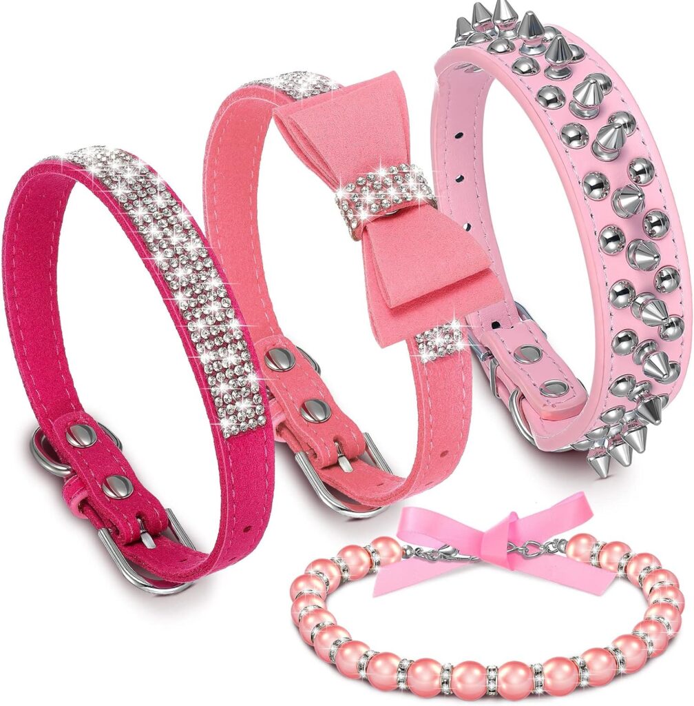 4 Pcs Pink Dog Collar 4 Pcs Pink Dog Collar Set