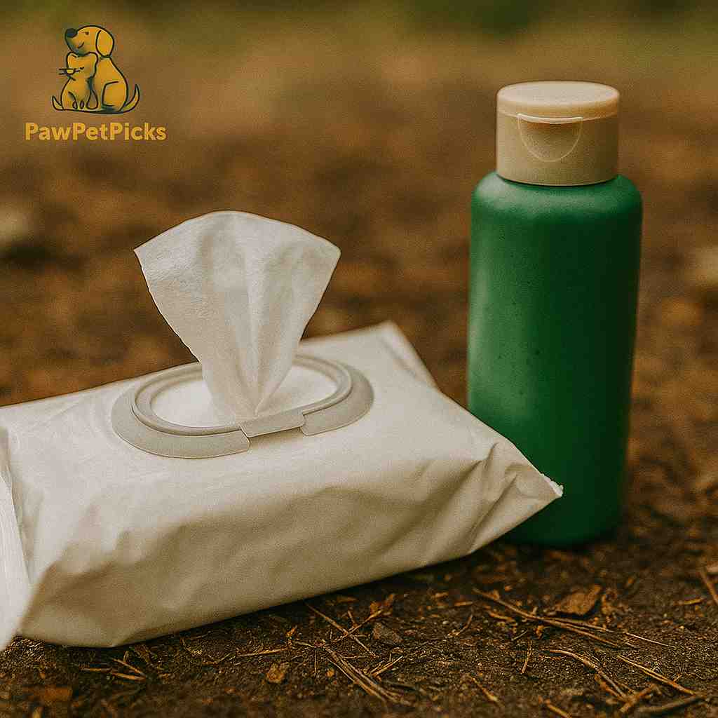 Dog travel wipes and dry shampoo