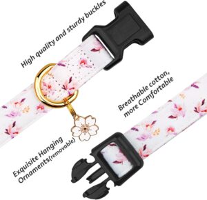 Cotton Handmade flower dog collar with pendant
