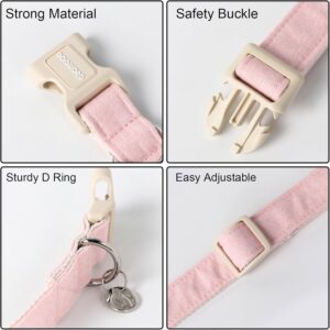 Cotton hemp pink adjustable dog collar