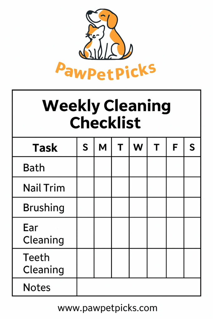 Dog Weekly Cleaning Checklist